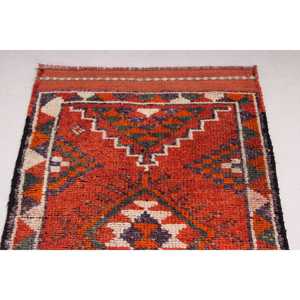 Turkish Vintage <b>Runner</b> Rug 2.8x12.5 ft, <b>Red</b> Gray Floral Rug - Product Image 5