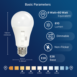Giao hàng nhanh LED A19 bóng đèn SMD ánh sáng 5cct lựa chọn Bóng đèn 9 wát ánh sáng E26 120V AC cung cấp điện bóng đèn sử dụng cho khu dân cư ETL chứng nhận - Product Image 2