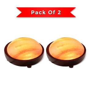 Lámpara de cuenco de sal rosa del Himalaya con medias cúpulas talladas, decoración sofisticada para el hogar, Base de madera Natural con brillo cálido, artesanías naturales - Product Image 2