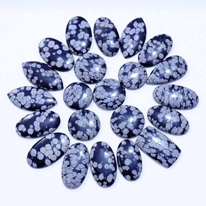 Súper calidad cabujón suelto piedra preciosa copo de nieve Natural obsidiana cuarzo fino fabricación de joyas Material tamaño libre lote al por mayor - Product Image 3