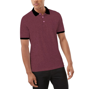 Camisa Polo Marrón para Hombre con Cuello y Puños Negros, Ropa Casual Elegante, Tejido de Algodón Cómodo para Uso Diario - Product Image 2