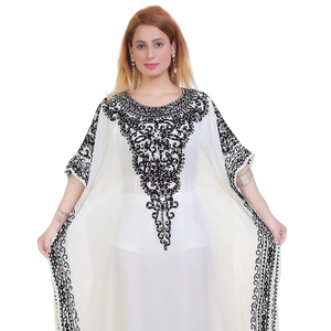 Kaftan islámico marroquí moderno para mujer Vestido de playa largo hasta el suelo con suministro ODM de manga larga transpirable - Product Image 1