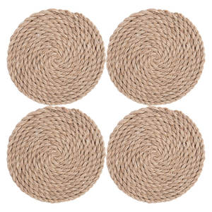 Sous-verres en rotin écologiques faits à la main, naturels, ronds, personnalisés, sets de table classiques en jonc de mer tressé pour la maison et la restauration - Product Image 3