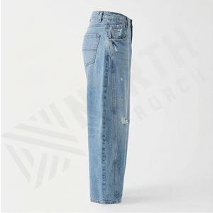 <b>Women's</b> Vintage <b>Baggy</b> Mid Waist <b>Jeans</b> Loose Straight Wide Leg Denim Flare Pants Casual Midsummer Style Wholesale Collection - Product Image 3