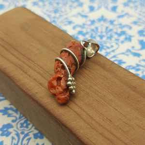 สร้อยคอปะการังดิบเงินสเตอร์ลิงสร้อยคอห่อจี้เงิน925สร้อยคอโบฮีเมียนจี้ช่างฝีมือทำจากอินเดีย - Product Image 4