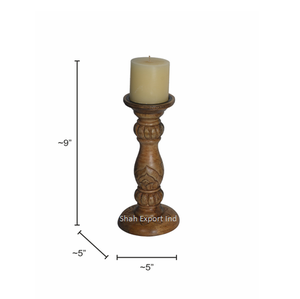 Portavelas de pilar de madera natural diseñado a la moda para el hogar y la decoración de mesa de Navidad Pilar de vela de Color marrón - Product Image 5
