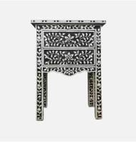 Ensemble de tables basses réglables en hauteur, design zen asiatique, avec plateau en MDF et incrustations modernes en résine, nacre et os, respectueux de l'environnement, pour l'extérieur
