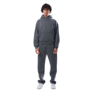 Gran oferta de chándales holgados gris humo 100% algodón al por mayor chándal deportivo de lana de algodón personalizable Puff estampado chándales - Product Image 1