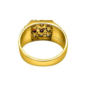 Anillo Chapado en Oro Panchdhatu 100% Original, Navaratna Natural (9 Piedras), Certificado por Arihant Gems & Jewels, Anillos Finos - Product Image 3