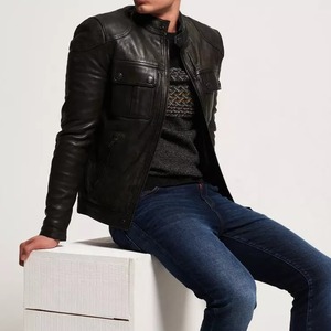 Service OEM, veste en cuir d'hiver pour homme, style streetwear, col montant, utilisation en extérieur, haute qualité, meilleur prix, prix bas - Product Image 2