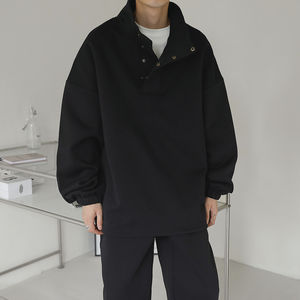 Ensemble de jogging en coton personnalisé pour hommes sweat à capuche boutonné à col montant pantalon de survêtement à jambe droite respirant léger séchage rapide survêtement - Product Image 3