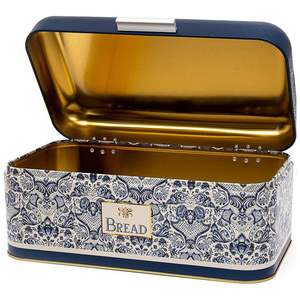 Caja de pan Rectangular de 209x365x120mm, tapa con bisagras de 9L, contenedor de almacenamiento de alimentos con patrón decorativo azul blanco inspirado en Azulejo - Product Image 1
