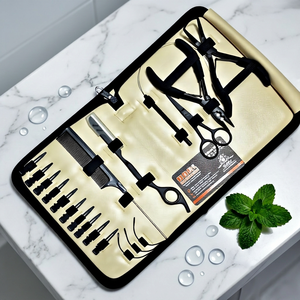 Outils de coiffure, couleur noire, acier inoxydable, kit d'outils pour extensions de cheveux avec pinces, ciseaux, clips et boucles pour usage en salon - Product Image 1