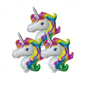 Globo de Unicornio Metalizado Multicolor 35x37cm Decoraciones para Fiestas Bolsa de 12 Piezas - Product Image 2