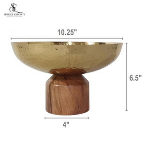 Bol décoratif contemporain élégant en métal et en bois Pièce maîtresse parfaite pour la salle à manger, la cuisine et la décoration intérieure - Product Image 3