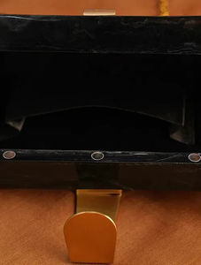 Bohemian Resin <b>Clutch</b> <b>Black</b> Purse With Pearl Embroidery Vintage Women Handbag - Product Image 2