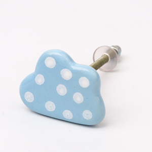 Handmade Wholesale Ceramic Designer Cupboard Knobs Sky Blue Cabinet Pulls Dot Cloud Dresser Handles <b>Hardware</b> 4.44 cm KID-178 - Product Image 4