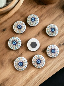 Aimant en polyester gaufré circulaire motif œil turc d'Istanbul - Product Image 2