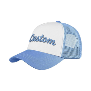 Gorra trucker de 5 paneles con estructura de espuma de dos tonos, visera curva, logotipo personalizado, gorras deportivas en blanco para hombres y mujeres, gorra para correr y golf. - Product Image 4