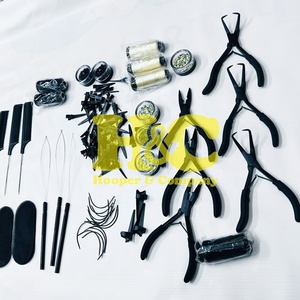 Nouvelles pinces à extensions capillaires en acier inoxydable noir, kit d'outils pour micro-tresses, aiguilles à fil et peigne - Product Image 5