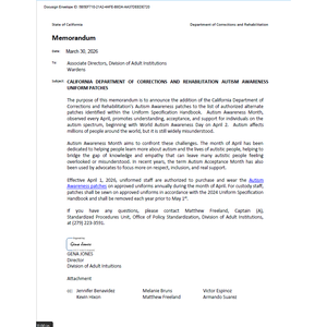 Écusson brodé étoile CDCR Sergeant pour la sensibilisation à l'autisme, pour chapeau - Product Image 3