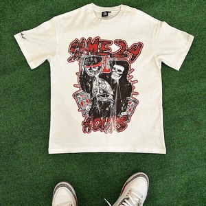 100% coton haute qualité impression numérique tissu tricoté T-Shirt décontracté pour hommes grande taille haute rue Style conception personnalisable - Product Image 1