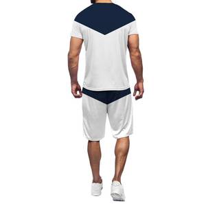 Mode hommes coton t-shirt ensembles courts été imprimé Street Style grande taille hommes ensembles bas quantité minimale de commande respirant coton T-shirt ensemble - Product Image 3