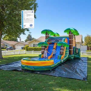 Château Gonflable Commercial Bouncer Slide Combo Thème Palmier Tropical Bouncy Castle <span class=keywords><strong>avec</strong></span> Toboggan PVC - Product Image 1