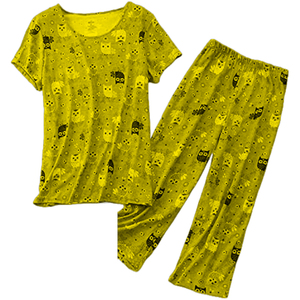 เซ็ตชุดนอนผ้าฝ้าย2ชิ้นสำหรับผู้หญิงชุดนอนสำหรับฤดูหนาวกำหนดโลโก้ได้เอง - Product Image 5