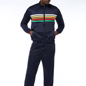 Ensemble veste et pantalon de jogging pour homme, coupe-vent, tricoté, deux pièces, polyester, fermeture éclair, service OEM, marque personnalisée, tissu 240g, soie - Product Image 3
