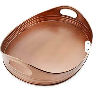 Plateau à dessert et chocolat en forme de rectangle Plateau de service en cuivre fait main avec poignées décoratives Moderne - Product Image 1