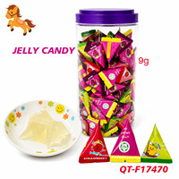 Superlekker 9g Driehoekige Zakje 3D Kauwgom Jelly Snoep Suiker Gemengde Fruit Smaak Halal Zachte Snoepjes Grote Plastic Pot Yumiko