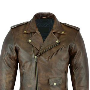 Top qualité hommes veste en cuir véritable moto motard manteau mode hiver vêtements d'extérieur décontracté Streetwear fournisseur en gros OEM ODM - Product Image 5