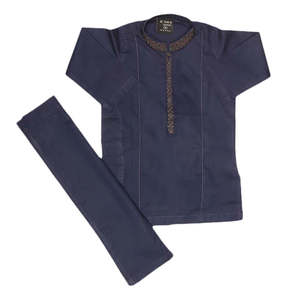 Shalwar Kameez brodé pour garçons - Bleu marine - Product Image 4