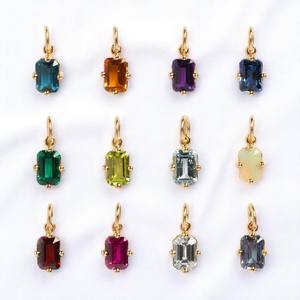 Piedra natal Topacio Azul cuarzo encantos ajuste de punta colgante chapado en oro alta calidad Baguette encanto joyería hacer collar - Product Image 6