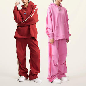 Conjunto de Pantalones y Sudadera con Capucha de Lona para Mujer, Color Sólido, Corte Regular, Formal, Invernal, Transpirable, de Alta Calidad, Dos Piezas, 2025 - Product Image 3