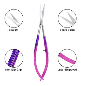 Ciseaux à ressort multicolores avec poignées russes antidérapantes Micro ciseaux personnalisés pour la beauté - Product Image 2