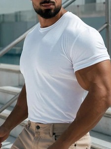 2025 Slim Fit O-cuello Camiseta de algodón para hombre Antiarrugas 260g Tela de alta calidad Serigrafía en blanco Servicio OEM disponible - Product Image 2