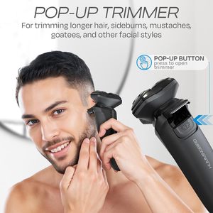 Rasoir Électrique Rotatif Premium pour Hommes, Rechargeable, Utilisation Humide et Sèche, avec Tondeuse Électrique Escamotable, Étanche IPX7, pour le Visage, Sans Fil - Product Image 3