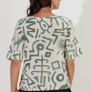 Patrón de diseñador con estilo occidental Ropa de mujer Blusas camisas y Tops en tela de algodón Artículo elegante para tops de primavera y verano - Product Image 1