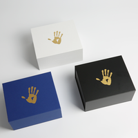 Boîte d'expédition en kraft bleu de luxe personnalisée avec fermeture magnétique, emballage pliable pour cadeaux, logo estampé à chaud