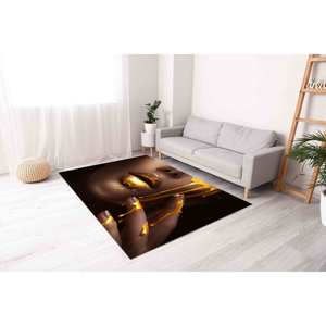 Tapis Femme aux Lèvres Dorées : Tapis d'entrée d'art moderne, Tapis imprimé, Tapis doux non tissé - Product Image 5