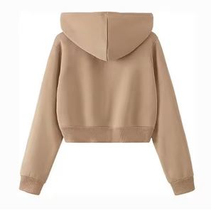 Vente en gros personnalisé 60% polyester 40% coton French Terry respirant Crop Top Sweat à capuche Sweat à capuche pour femme avec fermeture éclair complète - Product Image 2