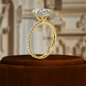 แหวนเพชรเพาะเลี้ยงทรงเจ้าหญิง 1 กะรัต ทอง 14K แหวนเพชรเม็ดเดี่ยวแบบซ่อนรัศมี ประดับเพชรแบบฝังเต็มวง แหวนแต่งงาน - Product Image 5