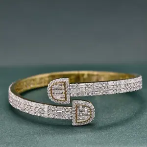 18K Sólido Real Oro Moissanite Hip Hop Brazalete Para Mujer Accesorios de Moda - Product Image 2