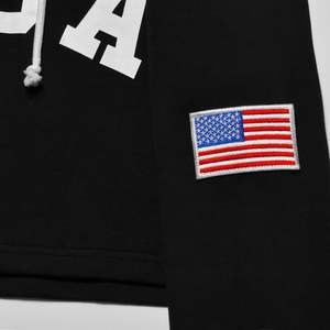 Venta al por mayor personalizada ropa de calle Crop Top Sudadera con capucha logotipo personalizado impreso bordado bandera parche mujeres pulóver Sudadera con capucha negra - Product Image 4