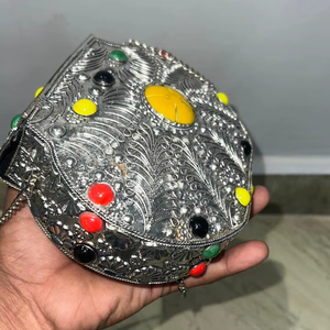 Exclusive Designer Handcrafted Crystal & Metal Evening <b>Clutch</b> And Stone with Exquisite Detailing Luxurious Accessory for Women - Product Image 1