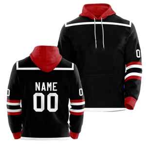 Sweats à capuche de hockey sur glace adulte avec logo personnalisable Vêtements de sport brodés en sergé avec technique de sublimation de logos personnalisables - Product Image 2