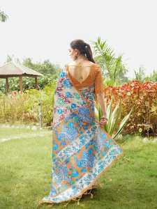 Vestido étnico de calidad de exportación India Colección Premium Hermoso DISEÑO DE Bollywood Tussar Seda con sari con estampado de Kalamkari a la venta - Product Image 6