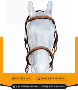 Bride de tête en cuir avec design cousu fantaisie et rênes assorties Cheval tack BR037 pliant - Product Image 2